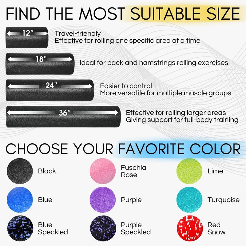Revolutionize Your Recovery with the High-Density 36-Inch Foam Roller - Perfect for Yoga, Pilates, and Deep Tissue Massage - Vibrant Purple Speckled Design