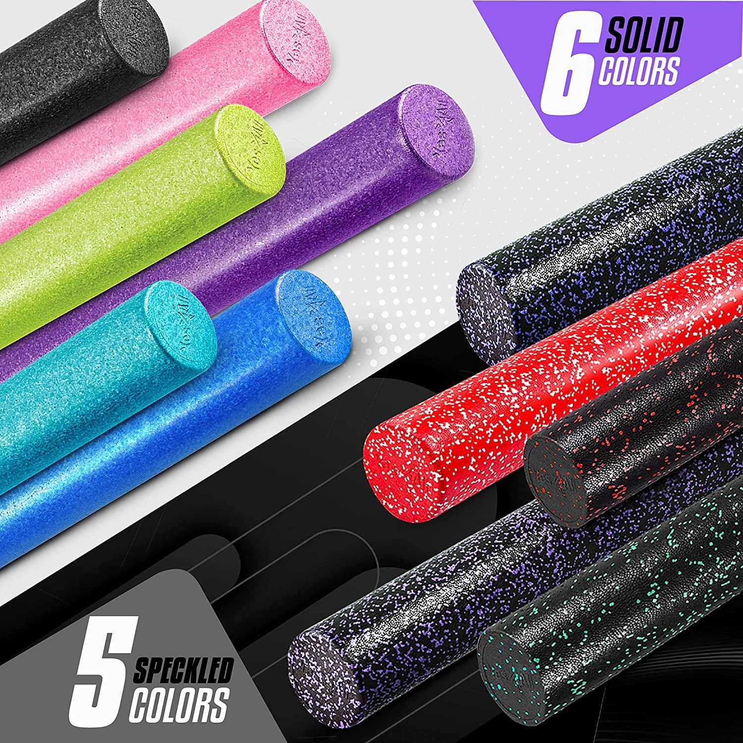 Revolutionize Your Recovery with the High-Density 36-Inch Foam Roller - Perfect for Yoga, Pilates, and Deep Tissue Massage - Vibrant Purple Speckled Design