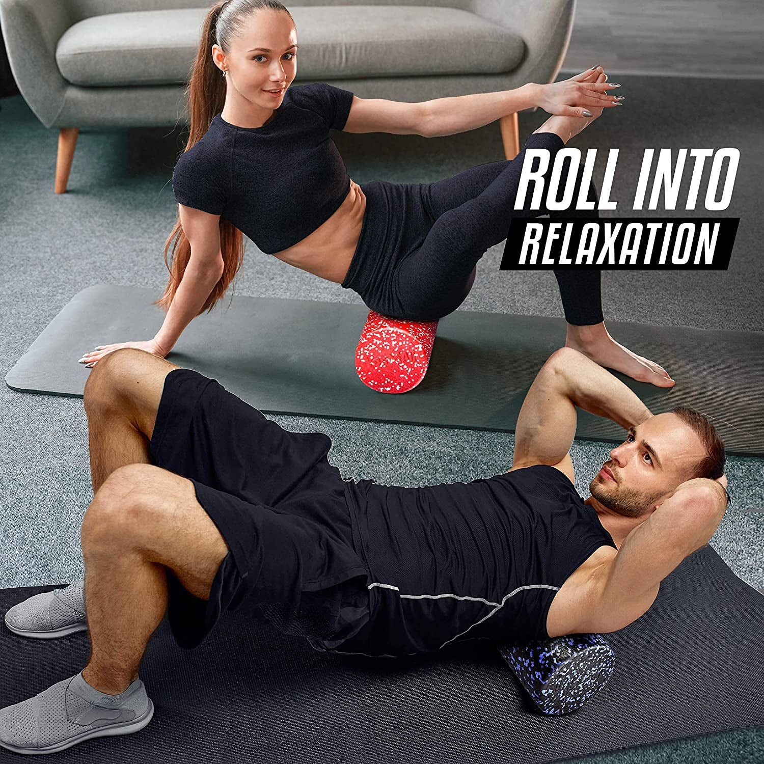 Revolutionize Your Recovery with the High-Density 36-Inch Foam Roller - Perfect for Yoga, Pilates, and Deep Tissue Massage - Vibrant Purple Speckled Design