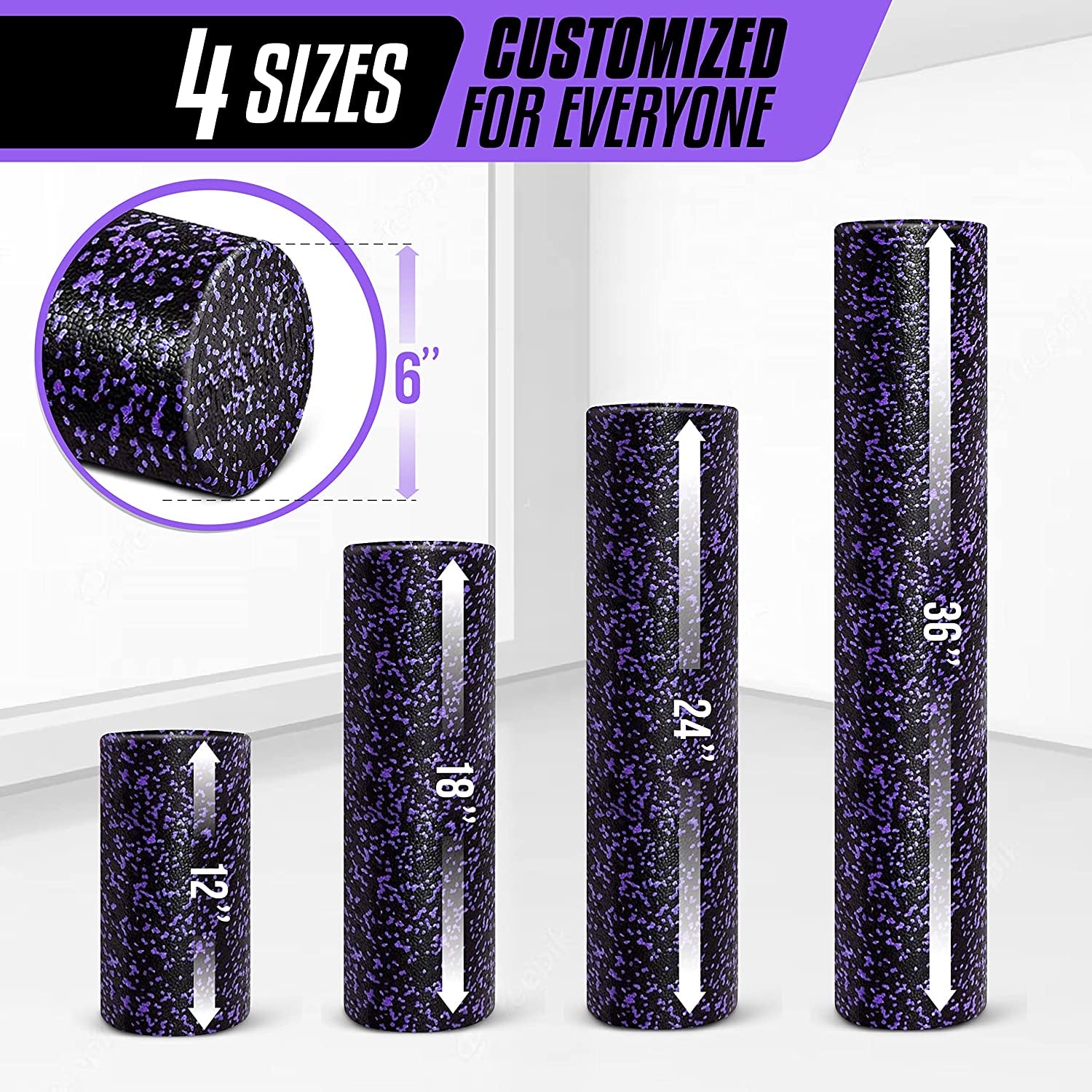 Revolutionize Your Recovery with the High-Density 36-Inch Foam Roller - Perfect for Yoga, Pilates, and Deep Tissue Massage - Vibrant Purple Speckled Design