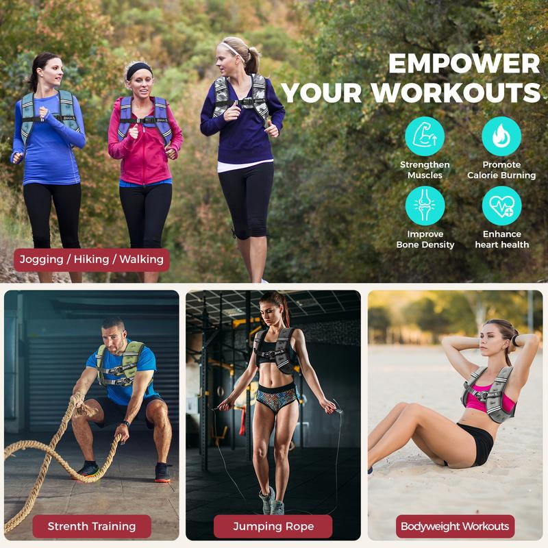 Elevate Your Workouts with the BAGAIL Adjustable Weighted Vest – Perfect for Rucking, Running, and Fitness Training - Now with Detachable Phone Pouch and Weights from 5 to 30 Pounds!