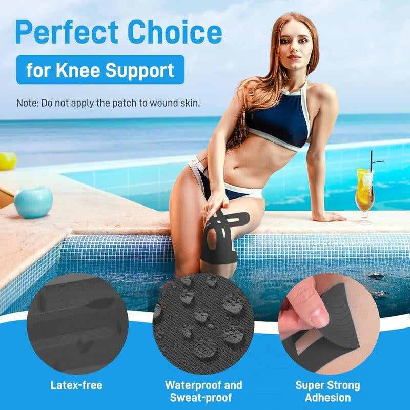 Revolutionary Pre-Cut Kinesiology Tape for Ultimate Knee Support - 10-Pack of Waterproof, Stretchable & Hypoallergenic Strips