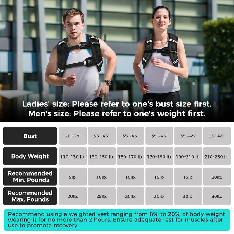 Elevate Your Workouts with the BAGAIL Adjustable Weighted Vest – Perfect for Rucking, Running, and Fitness Training - Now with Detachable Phone Pouch and Weights from 5 to 30 Pounds!