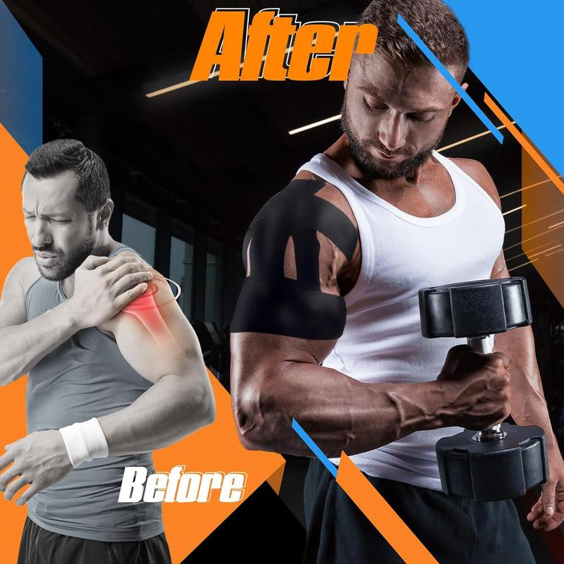 Revolutionary Kinesiology Tape for Ultimate Shoulder Pain Relief - Waterproof, Pre-Cut, and Breathable Support for Enhanced Performance in Sports and Marathons