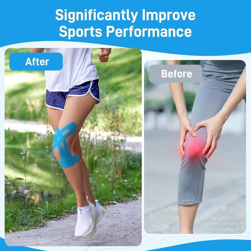 Revolutionary Pre-Cut Kinesiology Tape for Ultimate Knee Support - 10-Pack of Waterproof, Stretchable & Hypoallergenic Strips