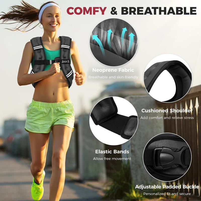Elevate Your Workouts with the BAGAIL Adjustable Weighted Vest – Perfect for Rucking, Running, and Fitness Training - Now with Detachable Phone Pouch and Weights from 5 to 30 Pounds!
