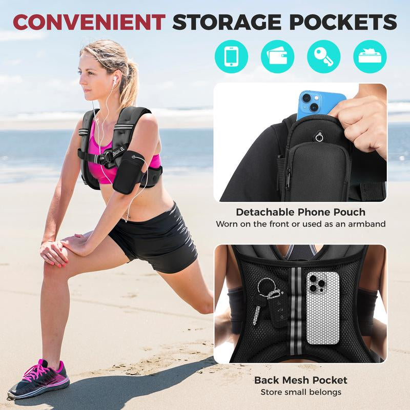 Elevate Your Workouts with the BAGAIL Adjustable Weighted Vest – Perfect for Rucking, Running, and Fitness Training - Now with Detachable Phone Pouch and Weights from 5 to 30 Pounds!