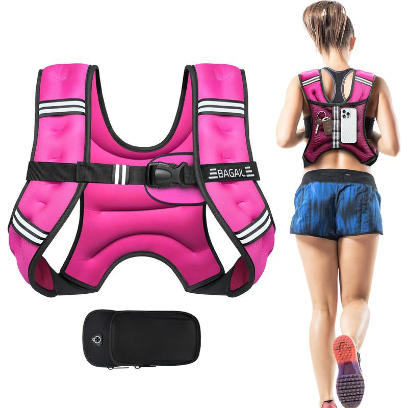 Elevate Your Workouts with the BAGAIL Adjustable Weighted Vest – Perfect for Rucking, Running, and Fitness Training - Now with Detachable Phone Pouch and Weights from 5 to 30 Pounds!